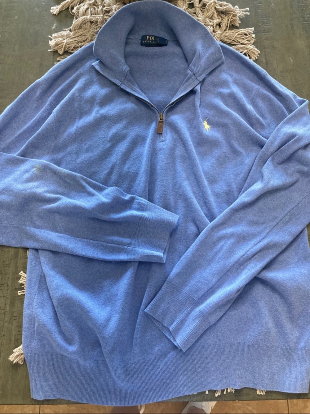 Polo by Ralph Lauren Light Blue Quarter-Zip Sweater